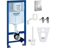 Komplektas-WC rėmas+Cosmo+sieniniai tvirtinimai+tarpiklis+WC šepetys Grohefresh (6in1)