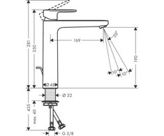 Praustuvo maišytuvas Hansgrohe Vernis Blend 190, 71582000, chromas