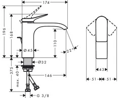 Praustuvo maišytuvas Hansgrohe Vivenis 75020670, juodas matinis