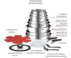 Puodų ir keptuvių rinkinys Tefal Ingenio Emotion, 20 dalių (L897SJ04)