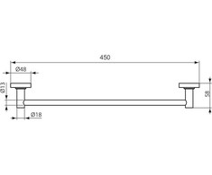 Rankšluoščio laikiklis Ideal Standard, 45 cm, juodas matinis, A9117XG