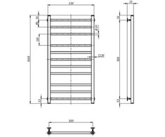 Rankšluosčių džiovintuvas Navin Classic Quadro 500x1000 Sensor juodas kairė 12-216153-5010