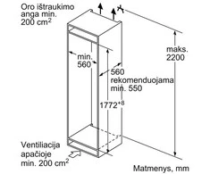 Įmontuojamas šaldytuvas Bosch KIV86VFE1 4 serija, Baltos spalvos