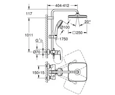 SHOWER SYSTEM Grohe TEMPESTA COSMOPOLITAN SYSTEM 250 CUBE 26692000