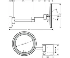 Skutimosi veidrodis su LED lempute Hansgrohe AddStoris, 41790000, chromas