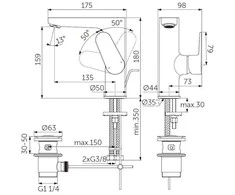 Standart Praustuvo maišytuvas Ideal Standard CERAFINE O BC703XG, juodas matinis