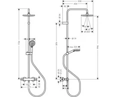Termostatinė dušo sistema Hansgrohe Vernis Blend 200 1jet EcoSmart, 26089670, juoda matinė