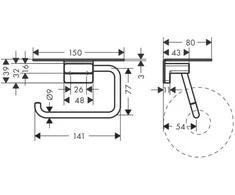 Tualetinio popieriaus laikiklis su lentynėle Hansgrohe AddStoris 41772700, baltas matinis
