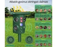 Ultragarsinė, vibracinė kenkėjų baidyklė su saulės baterija ULTRA