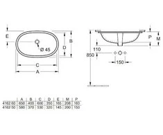 Villeroy &amp; Boch izlietne O.novo, 600x350 mm, zem virsmas, balta CP