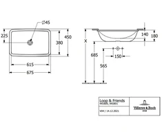 Villeroy &amp; Boch Praustuvas Villeroy ampBoch Loop amp Friends, 615 x 380 x 185 mm 4A580001