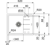 Virtuvės plautuvė Franke Basis BFG 611-62, 114.0723.957