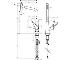Virtuvinis maišytuvas su ištraukiama žarna Hansgrohe Metris Select M71 73820800
