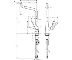 Virtuvinis maišytuvas su ištraukiama žarna Hansgrohe Metris Select M71 72833000