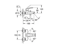 Grohe Vonios/dušo maišytuvas EUROSMART 3, chromas 33300003