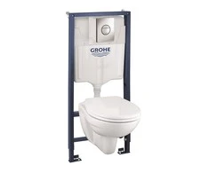 WC komplektas Grohe Bau Ceramic: potinkinis rėmas + Grohe Bau WC + mygtukas + lėtaeigis dangtis (4in1)