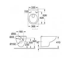 WC komplektas Grohe Bau Ceramic: potinkinis rėmas + Grohe Bau WC + mygtukas + lėtaeigis dangtis (4in1)
