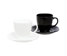 Luminarc Puodeliai su lėkštutėmis 220ml CARINE NOIR &amp; BLANC