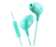 Į ausis įkišamos Ausinės su mikrofonu JVC HA-FX38MGE su minkštais ausų kištukais, žalios