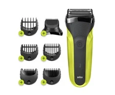Barzdaskutė Braun Series 3 81702942 skustuvas vyrams Apkarpymo mašinėlė Juoda, Žalia