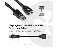 Club 3D CLUB3D CAC-1022 kabelių sąsaja / invertavimo adapteris Displayport 1.4 Juoda