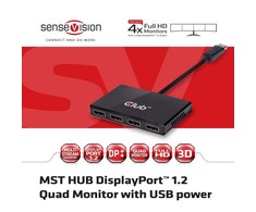 Club 3D CLUB3D Multi Stream Transport Hub DisplayPort 1.2 Quad Monitorius USB maitinamas