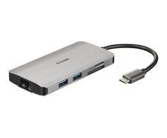 D-Link DUB-M810 knyginių kompiuterių dokas / jungčių replikatorius Vielinis Thunderbolt 3 Sidabras