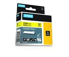 DYMO 18490 RHINO Nailono Juostelė 12mm x 3,5m (geltona / juodas šifras)