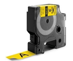Juostelė DYMO Rhino 19mm x 5.5m, vinilinė, juoda ant geltono / S0718470 18433