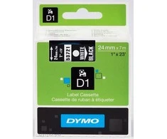 DYMO D1 Juostelė 24mm x7m / baltas ant juodos (53721 / S0721010)
