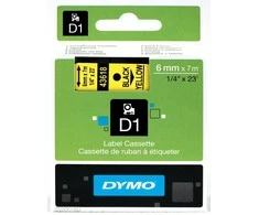 DYMO D1 Standard - Juodas on Geltona - 6mm etikečių juostelė Juoda ant geltonos