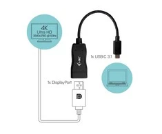 I-tec C31DP60HZP vaizdo kabelio adapteris 0,15 m USB-C 3.1 DisplayPort Juoda