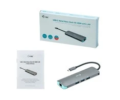 I-TEC USB C metalo nano dokas stotis 1xHDMI 4K 1xSD kortelių skaitytuvas 1xmicroSD kortelių skaitytuvas 1xGLAN 1xgarsas 3x USB 3.0 prievadas 1x USB-C PD