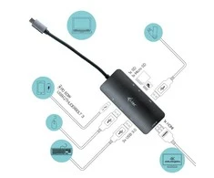I-TEC USB C metalinis nano dokas 1xHDMI 4K 1xSD kortelių skaitytuvas 1xmicroSDCardreader 3xUSB 3.0 prievadas 1xUSB-C PD suderinamas su T
