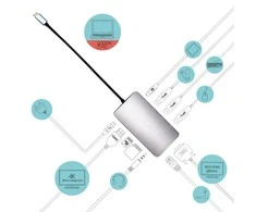 I-tec Metal C31NANODOCKVGAPD knyginių kompiuterių dokas / jungčių replikatorius Vielinis USB 3.2 Gen 1 (3.1 Gen 1) Type-C Sidabras