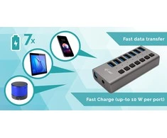 I-tec U3CHARGEHUB7 mobiliojo įrenginio kroviklis Vidaus Pilka