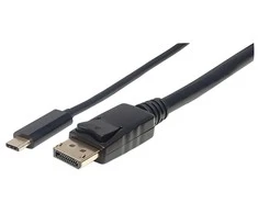 Intracom MANHATTAN USB-C į DisplayPort adapterio kabelis 1m konvertuoja DP Alt režimo signalą į 4K DP išvestį 1 m 3 pėdos Juodas
