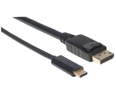 Intracom MANHATTAN USB-C į DisplayPort adapterio kabelis 1m konvertuoja DP Alt režimo signalą į 4K DP išvestį 1 m 3 pėdos Juodas