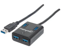 Manhattan 162296 sąsajos šakotuvas USB 3.2 Gen 1 (3.1 Gen 1) Type-A 5000 Mbit/ai Juoda