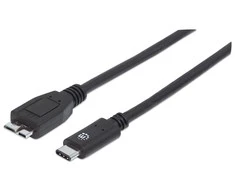 Manhattan USB 3.1 C/Micro-B, 1 m USB laidas 3.2 Gen 1 (3.1 Gen 1) USB C Micro-USB B Juoda