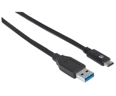 Manhattan USB 3.1 Gen2, 1 m USB kabelis 3.2 Gen 1 (3.1 Gen 1) USB C USB A Juoda