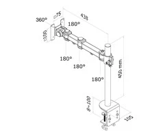 Laikiklis Neomounts NewStar LCD Monitorius Arm (spaustukas) - 5 judesiai - ilgis 434mm