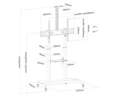 Laikiklis NeoMounts mobilus plokščiaekranis grindų stovas (aukštis: 128-160 cm), 60-100", c:Juodas