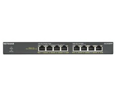 Šakotuvas Netgear GS308PP Ne-valdomas Gigabit Ethernet (10/100/1000) Juoda Maitinimas per Eternetą (PoE)