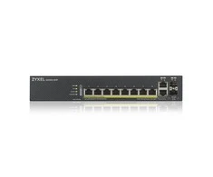Šakotuvas ZYXEL GS1920-8HPV2, 10 prievadų išmanusis valdomas komutatorius, 8 gigabitų varinis ir 2 gigabitų dviejų asmenų, hibridinis režimas, autonominis arba „Nebulaflex“ debesis, 130 vatų POE, be ventiliatoriaus (5 metų garantija)