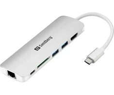 Sandberg USB-C dokas HDMI+LAN+SD+USB100W