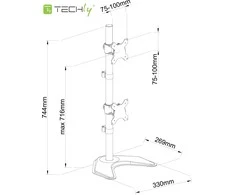Laikiklis TECHLY 027552 Techly Dvigubas stalas LED/LCD monitoriaus rankena 13-27 2x10kg vertikaliai reguliuojama