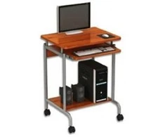 TECHLY 305694 Techly Compact kompiuterio stalas 600x450 su slankiojančiu klaviatūros dėklu bukas/sidabrinis