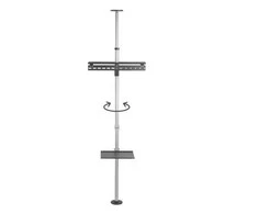 Laikiklis Techly ICA-TR32 grindų stovas plokštiesiems ekranams 177,8 cm (70") Grindų stovas su fiksuota plokštuma Juoda, Pilka