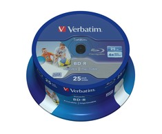 VERBATIM 25x BD-R 25GB vieno sluoksnio duomenų gyvenimo HTL 6x platus spausdinimas be ID